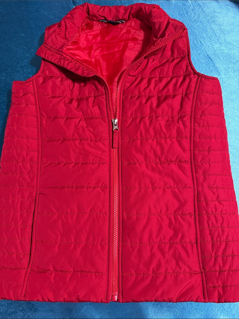 Lands' End Bright Red Quilted Kids Puffer Vest